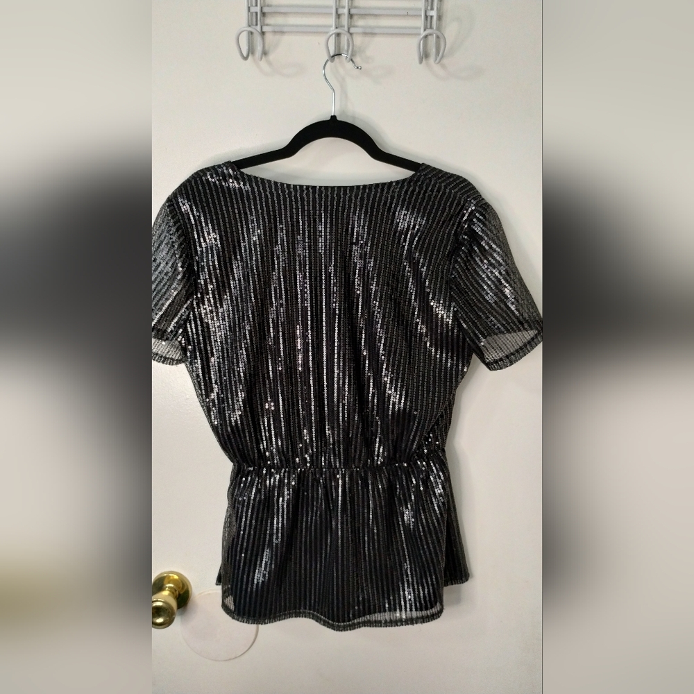 Gypsies and Moondust Black Sequined Top‎ Size Medium Holiday New Year's - Picture 7 of 9
